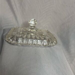 Anchor Hocking Old Cafe Ribbed Glass Square Lid for Candy Dish